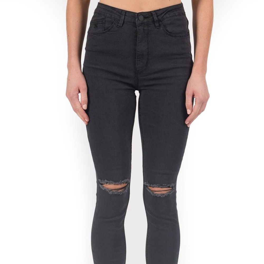 RES denim high rise black jeans